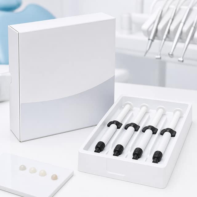 Caixa de resina composta odontológica ilustrativa